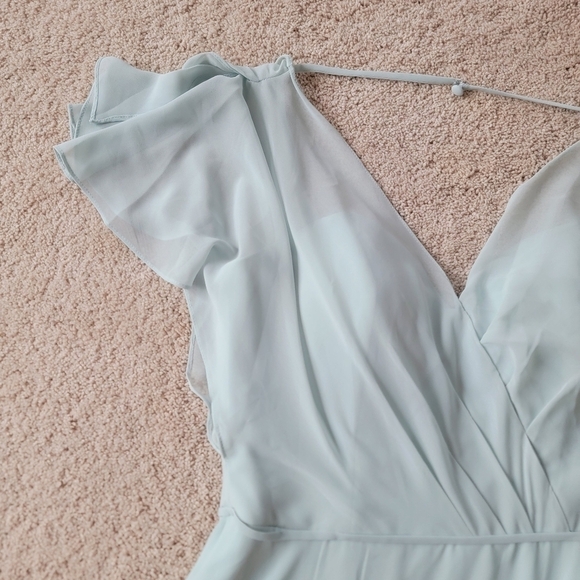 NWT Morilee Chiffon Bridesmaid Dress with Flutter Sleeve and Front Slit 8 - Picture 2 of 10
